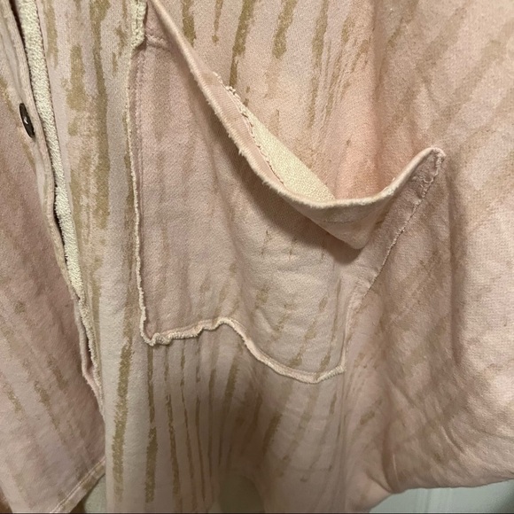 Free People Montauk High/Low Button-Up Shirt Jacket Shacket Tea Combo NWT Size L - Picture 9 of 14